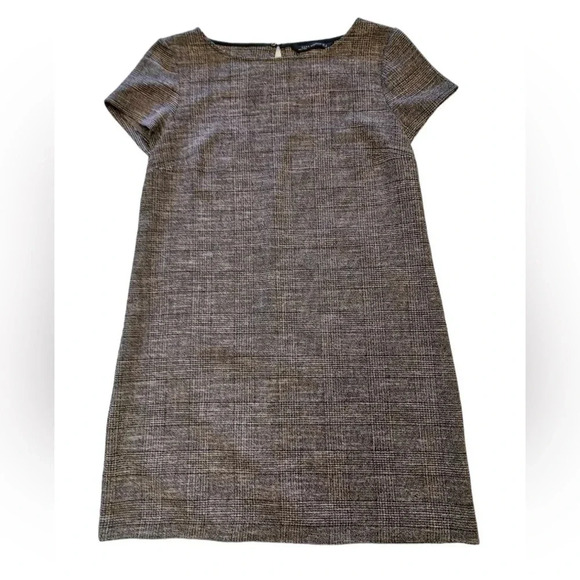 Zara Gray  Plaid Check Shift Mini Short Sleeve Dress Size Medium - Picture 8 of 12